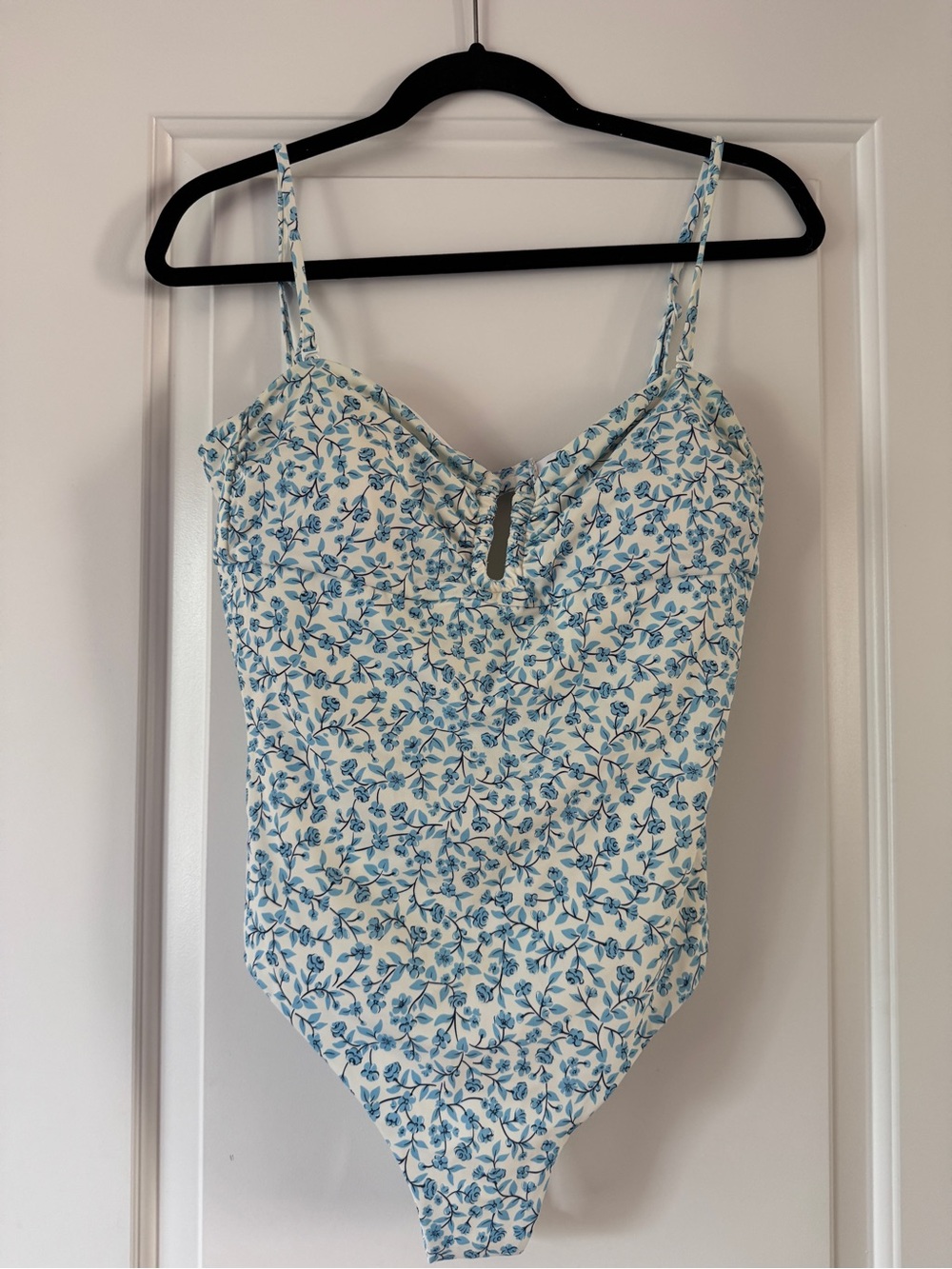 Onia Blue Floral woman One-Piece swimsuit